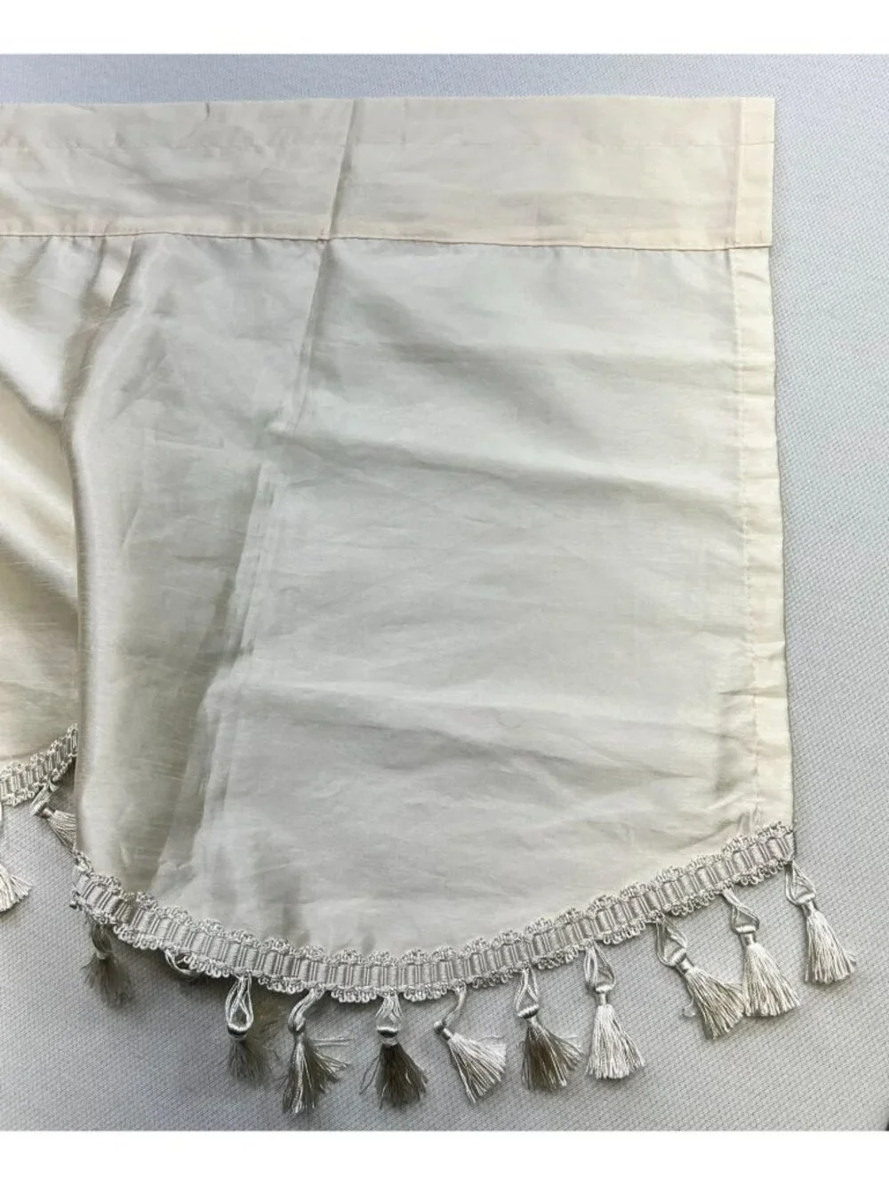 Cream Tassel Trim Rod Pocket Elegant Decorative Window Valance Curtain